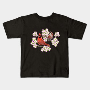 Red Cardinal dogwood flower North Carolina Virginia Kids T-Shirt